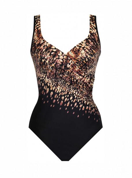 Maillot de bain une pièce It's A Wrap Marron -  Dali Leopard - "M" - Miraclesuit Swimwear