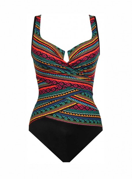 Maillot de bain une pièce Layered Escape Multicolor -  Raya De Sol - "M" - Miraclesuit Swimwear