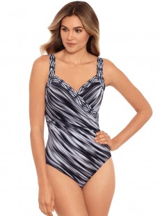 Maillot de bain une pièce Sanibel Noir et Blanc - Warp Speed - "M" - Miraclesuit Swimwear