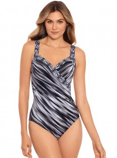 Maillot de bain une pièce Sanibel Noir et Blanc - Warp Speed - "M" - Miraclesuit Swimwear