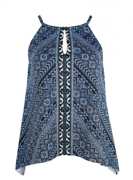 Tankini Peephole Bleu - Paillette - "M" - Miraclesuit Swimwear
