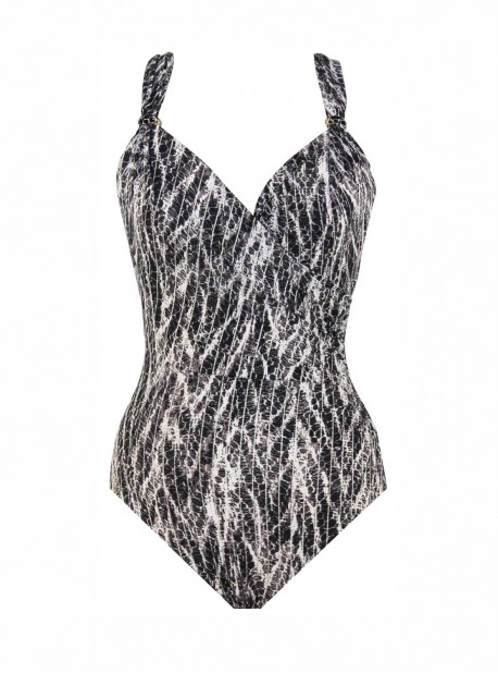 Maillot de bain une pièce Siren Gris - Chevron Python - "M" - Miraclesuit Swimwear