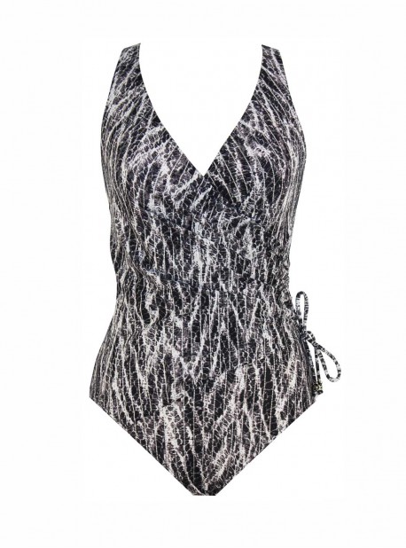 Maillot de bain une pièce Eclat Gris - Chevron Python - "M" - Miraclesuit Swimwear