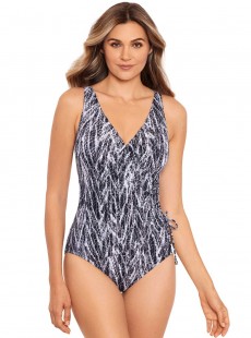 Maillot de bain une pièce Eclat Gris - Chevron Python - "M" - Miraclesuit Swimwear