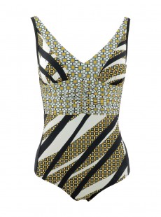 Maillot de bain sculptant 1 pièce Emera imprimé graphique - Fusion - Miradonna