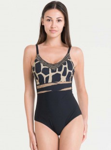 Maillot de bain sculptant 1 pièce Marron Urania  - Alyssa - Miradonna