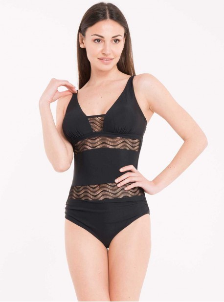 Maillot de bain sculptant 1 pièce noir Emera - Mirachic - Miradonna